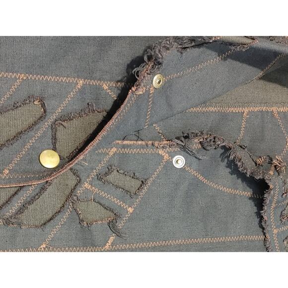 Linda Lundstrom Distressed Jacket Button Front Raw Hem Black Womens Plus Size 18 - Picture 8 of 8